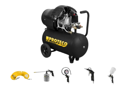 KOMPRESOR 2,2KW, NÁDOBA 50L + SADA PNEUMATICKÉHO NÁŘADÍ 5-DÍLNÁ